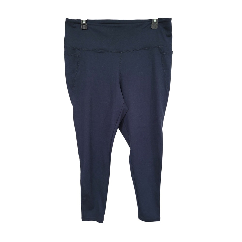 Danskin Womens Navy Blue High Waisted 7/8 Leggings with Pockets XL #P3